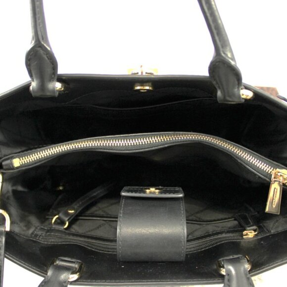 Michael Kors Brown MK Signature Satchel Tote w/ Black Leather Trim - Picture 9 of 15
